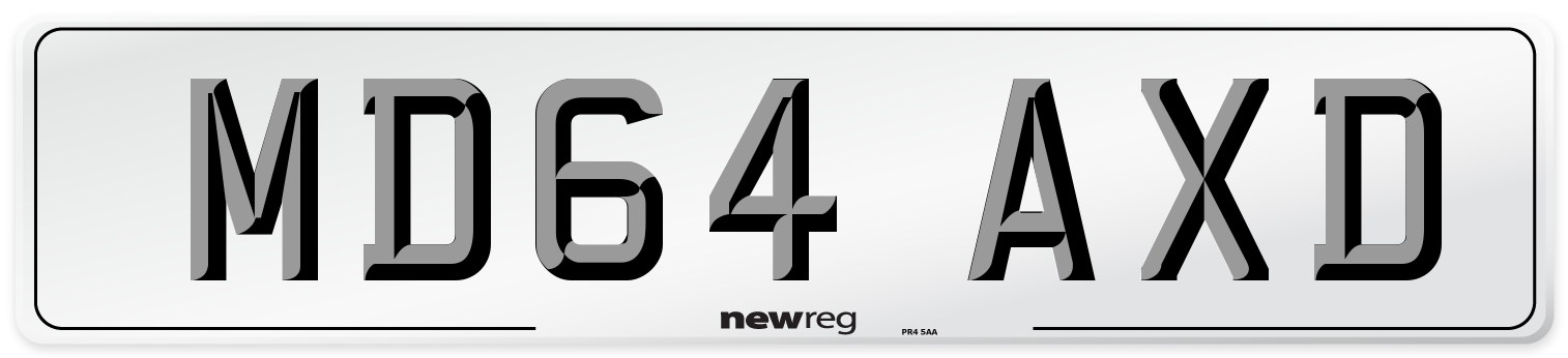 MD64 AXD Number Plate from New Reg
